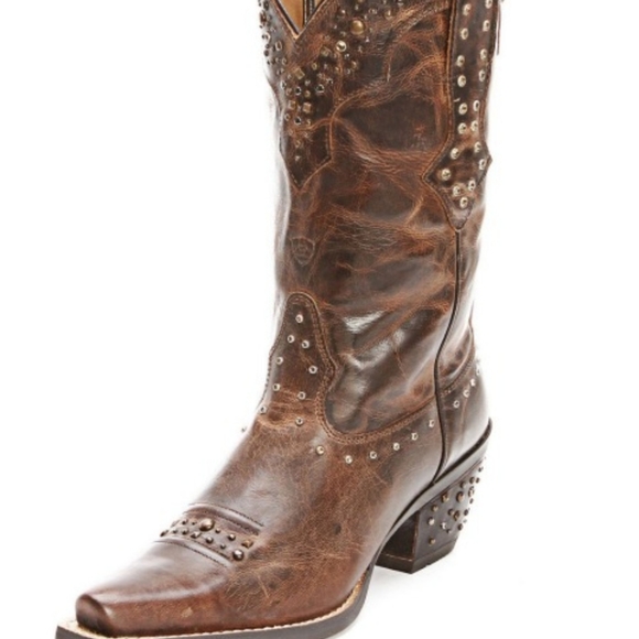 Ariat Shoes - Vintage Ariat Womens 10006850 Brown Leather Rhinestone Cowgirl Boots Size 8B